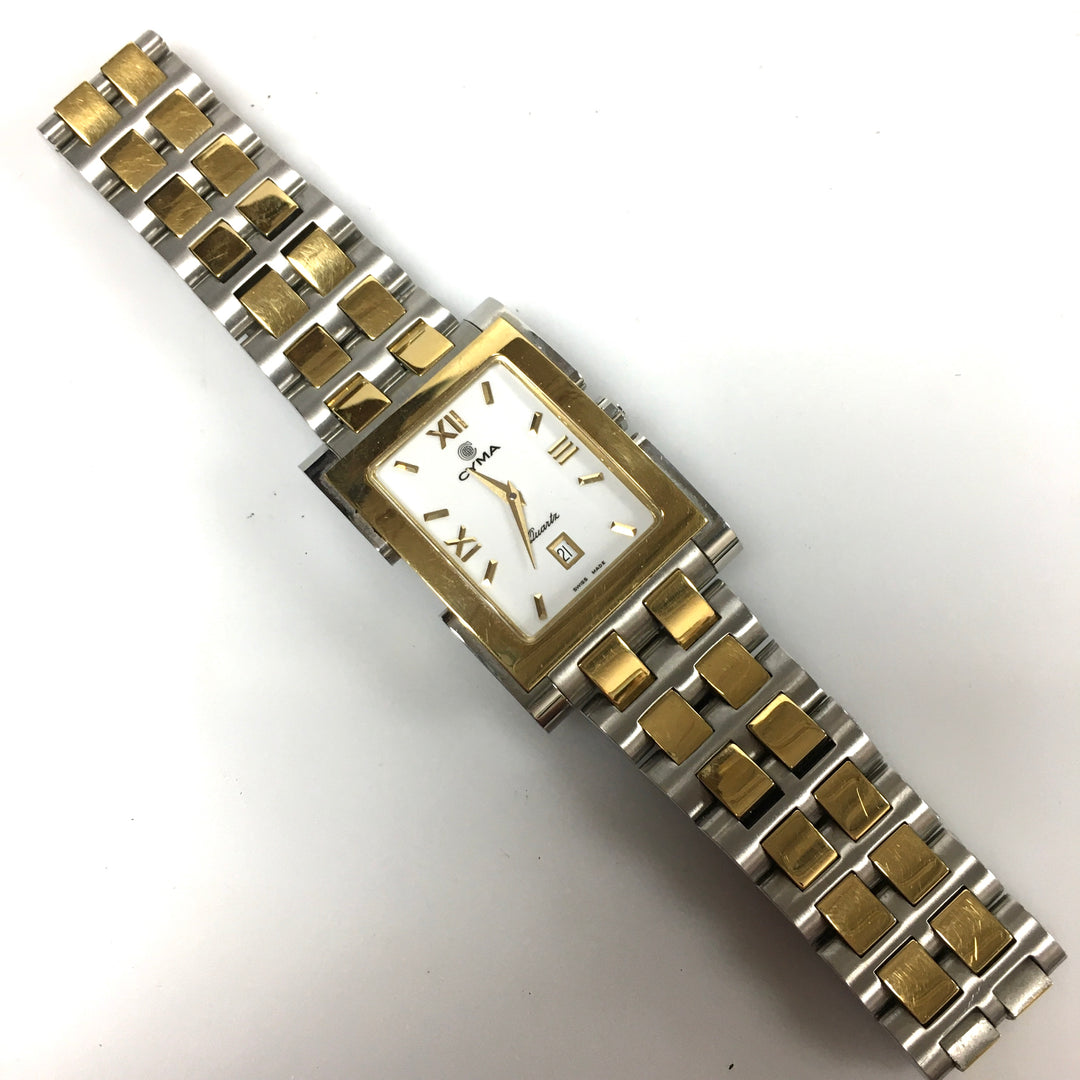 v307 Vintage CYMA Quartz Swiss Made Two-tone Stainless Steel Wrist Watch
