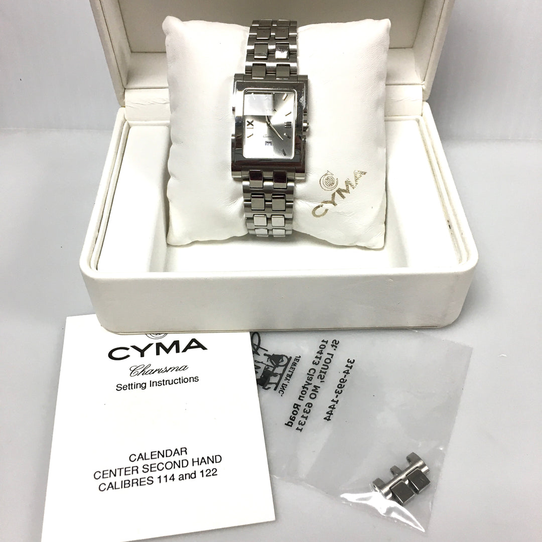 v308 Vintage CYMA Quartz Swiss Made Silver Tone Stainless Steel Wrist Watch