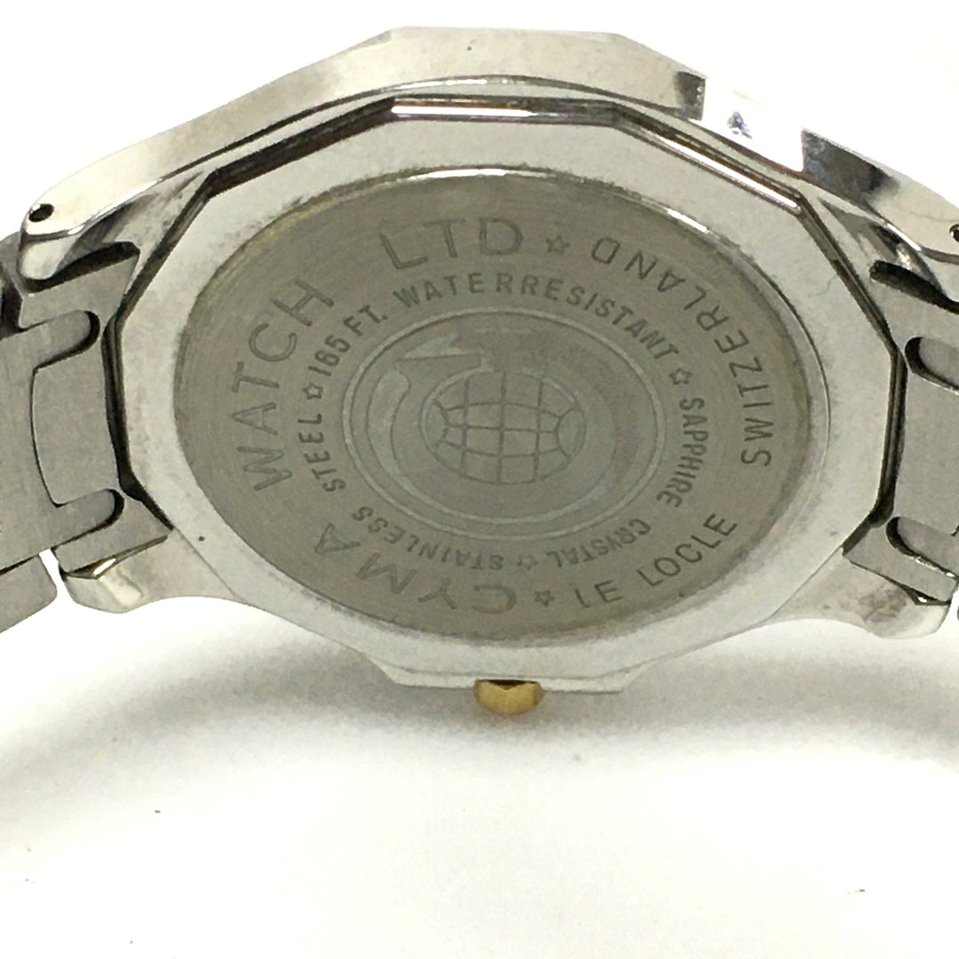 v309 Vintage CYMA 50M WR Quartz Swiss Made Two-Tone Stainless Steel Wrist Watch