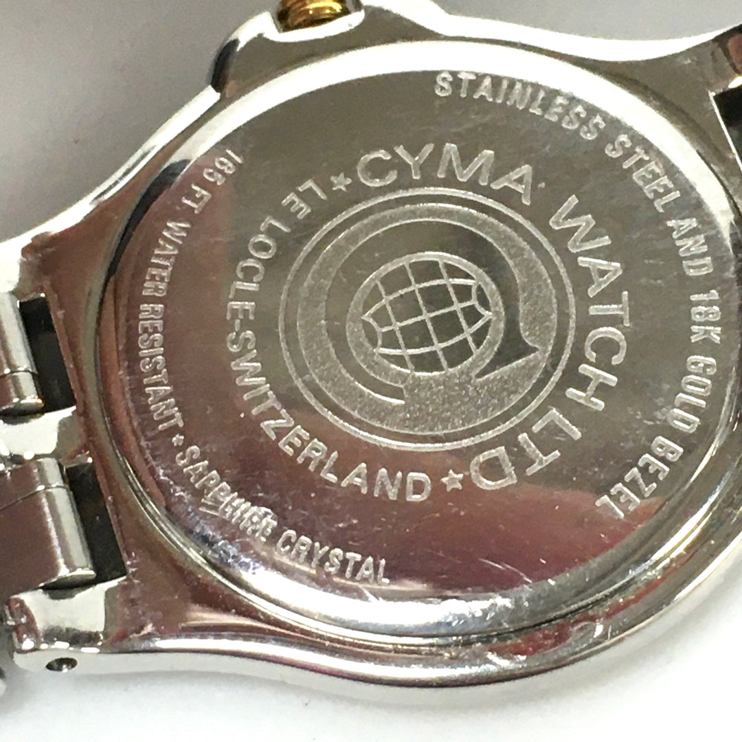 v310 Vintage CYMA Quartz Swiss Made Stainless Steel & 18K Gold Bezel Wrist Watch