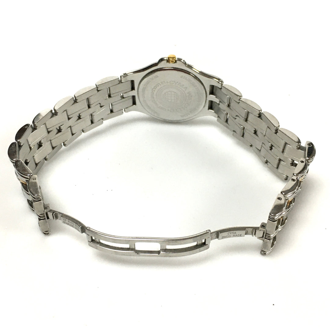 v310 Vintage CYMA Quartz Swiss Made Stainless Steel & 18K Gold Bezel Wrist Watch