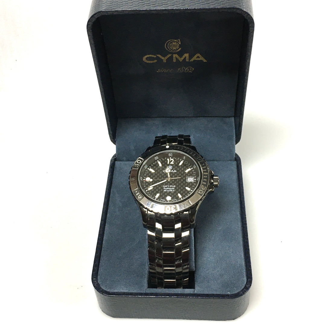 v311 Vintage CYMA NAVYSTAR 100m WR Quartz Swiss Made Stainless Steel Wrist Watch