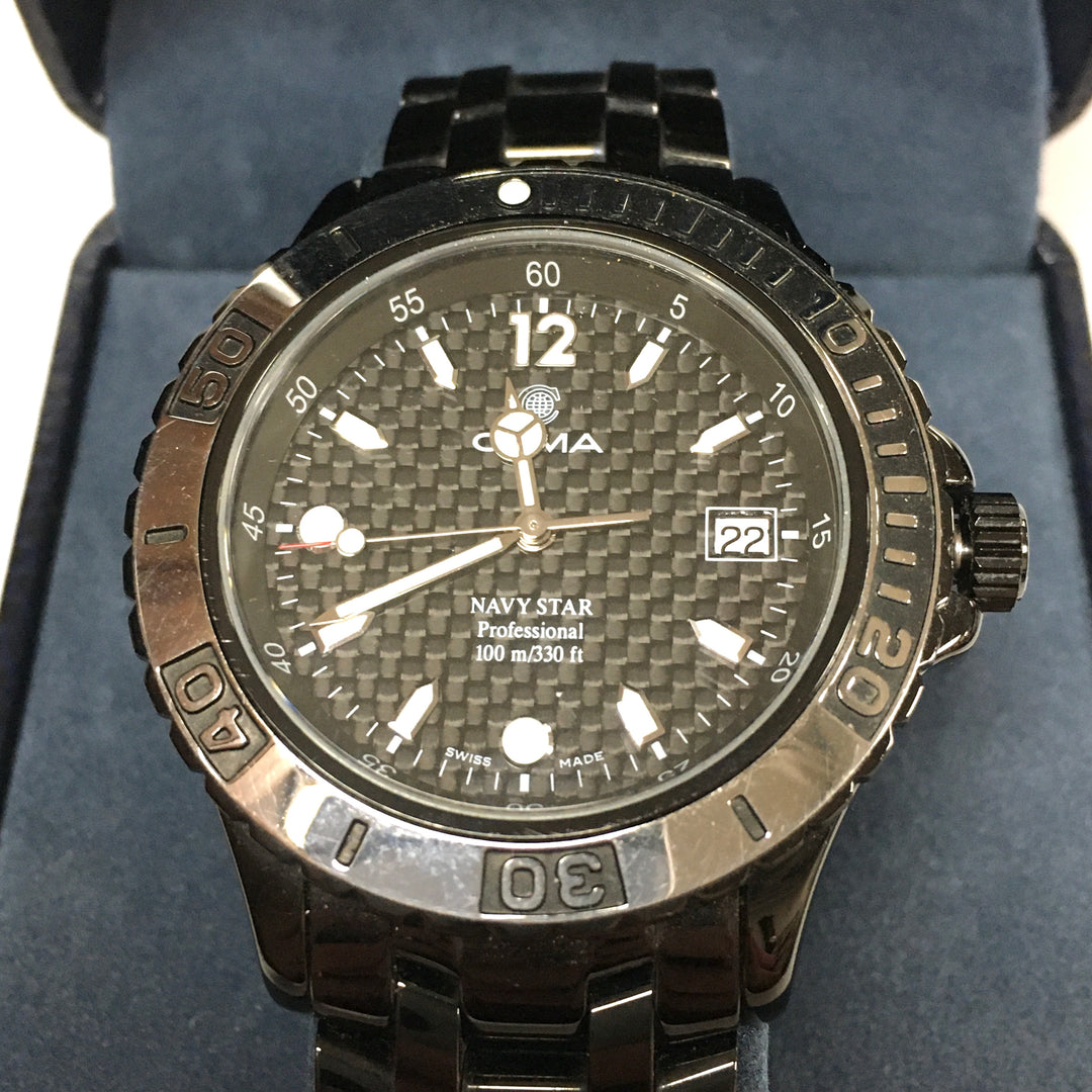 v311 Vintage CYMA NAVYSTAR 100m WR Quartz Swiss Made Stainless Steel Wrist Watch