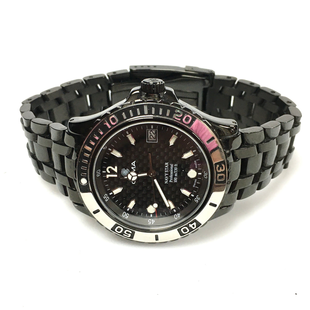 v311 Vintage CYMA NAVYSTAR 100m WR Quartz Swiss Made Stainless Steel Wrist Watch