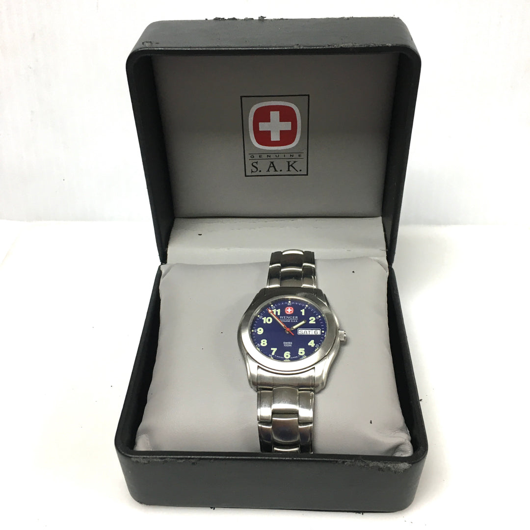 v313 Vintage Wenger S.A.K. 100m WR Quartz Swiss Made Stainless Steel Wrist Watch