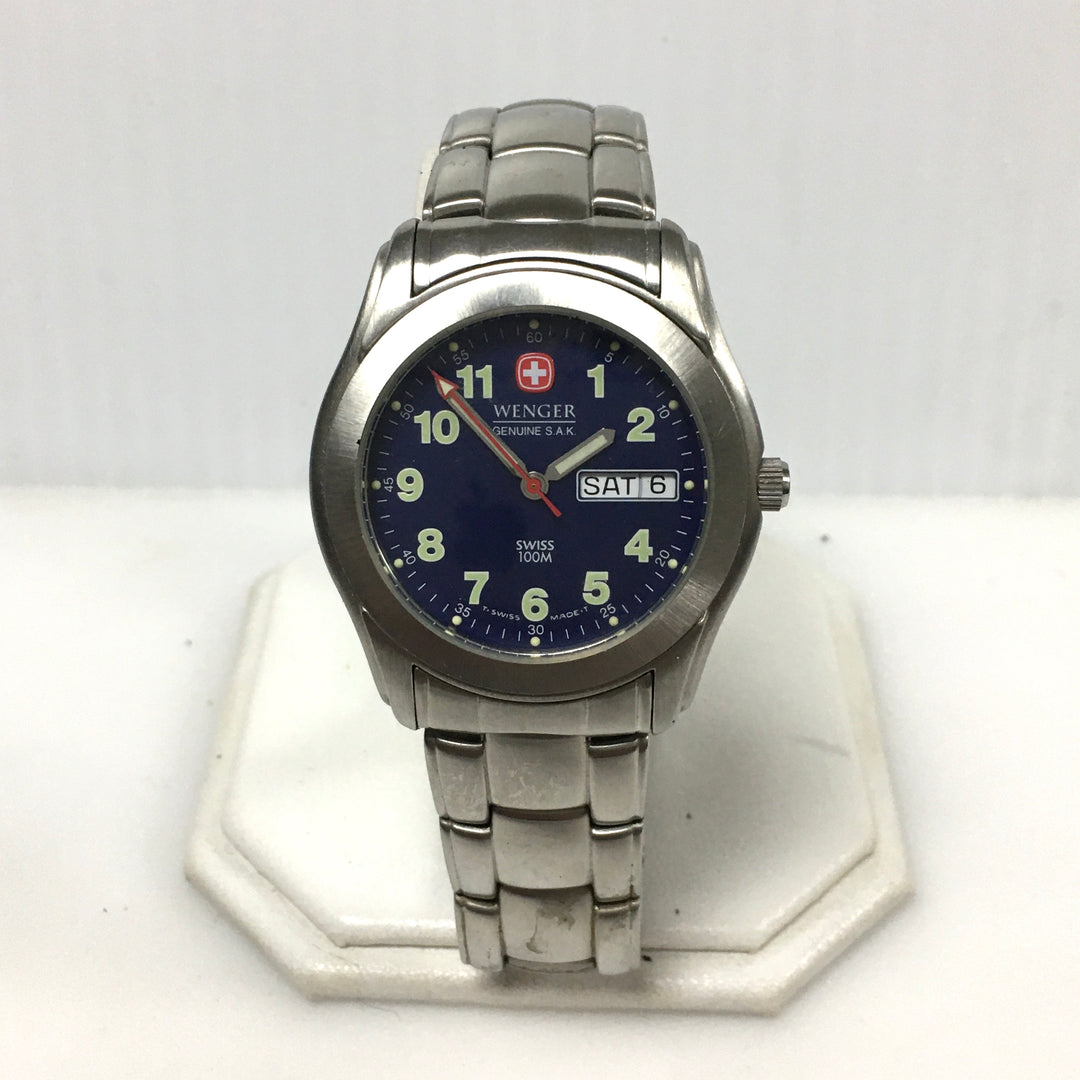 v313 Vintage Wenger S.A.K. 100m WR Quartz Swiss Made Stainless Steel Wrist Watch