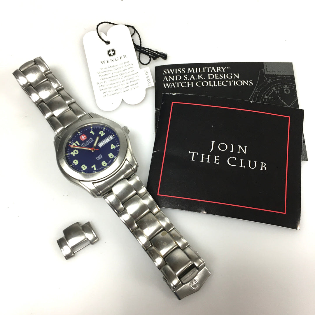 v313 Vintage Wenger S.A.K. 100m WR Quartz Swiss Made Stainless Steel Wrist Watch