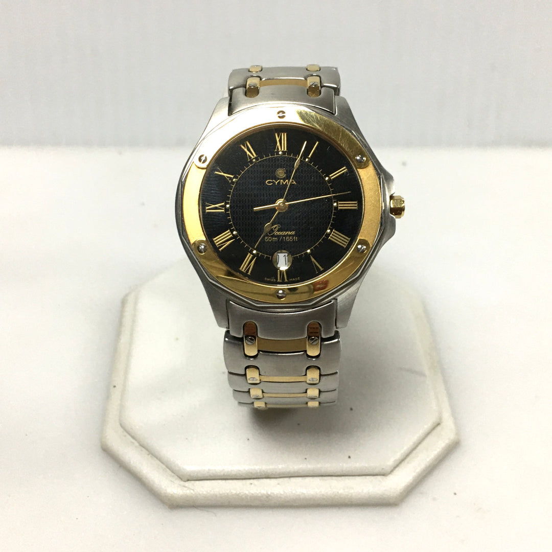 v314 Vintage CYMA Oceana 50m WR Quartz Swiss Made Stainless Steel Wrist Watch