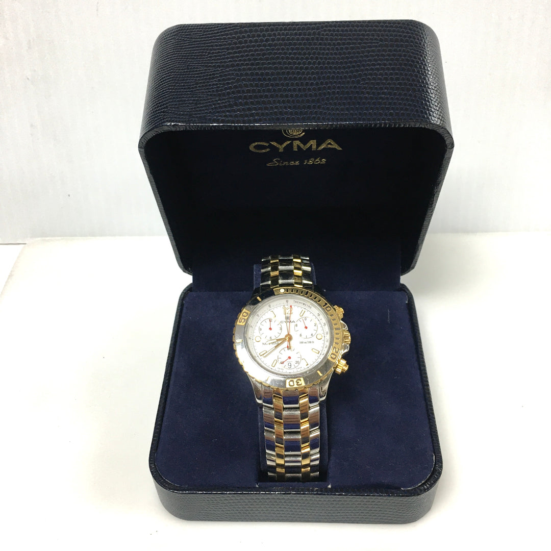 v315 Vintage CYMA Navystar 100m WR Quartz Swiss Made Stainless Steel Wrist Watch