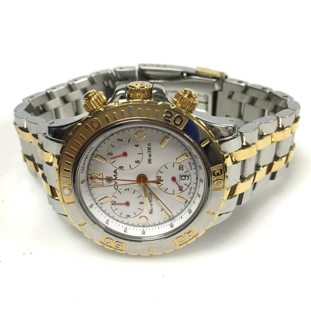 v315 Vintage CYMA Navystar 100m WR Quartz Swiss Made Stainless Steel Wrist Watch