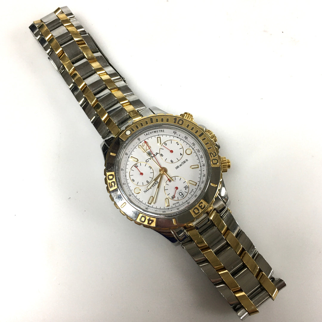 v315 Vintage CYMA Navystar 100m WR Quartz Swiss Made Stainless Steel Wrist Watch