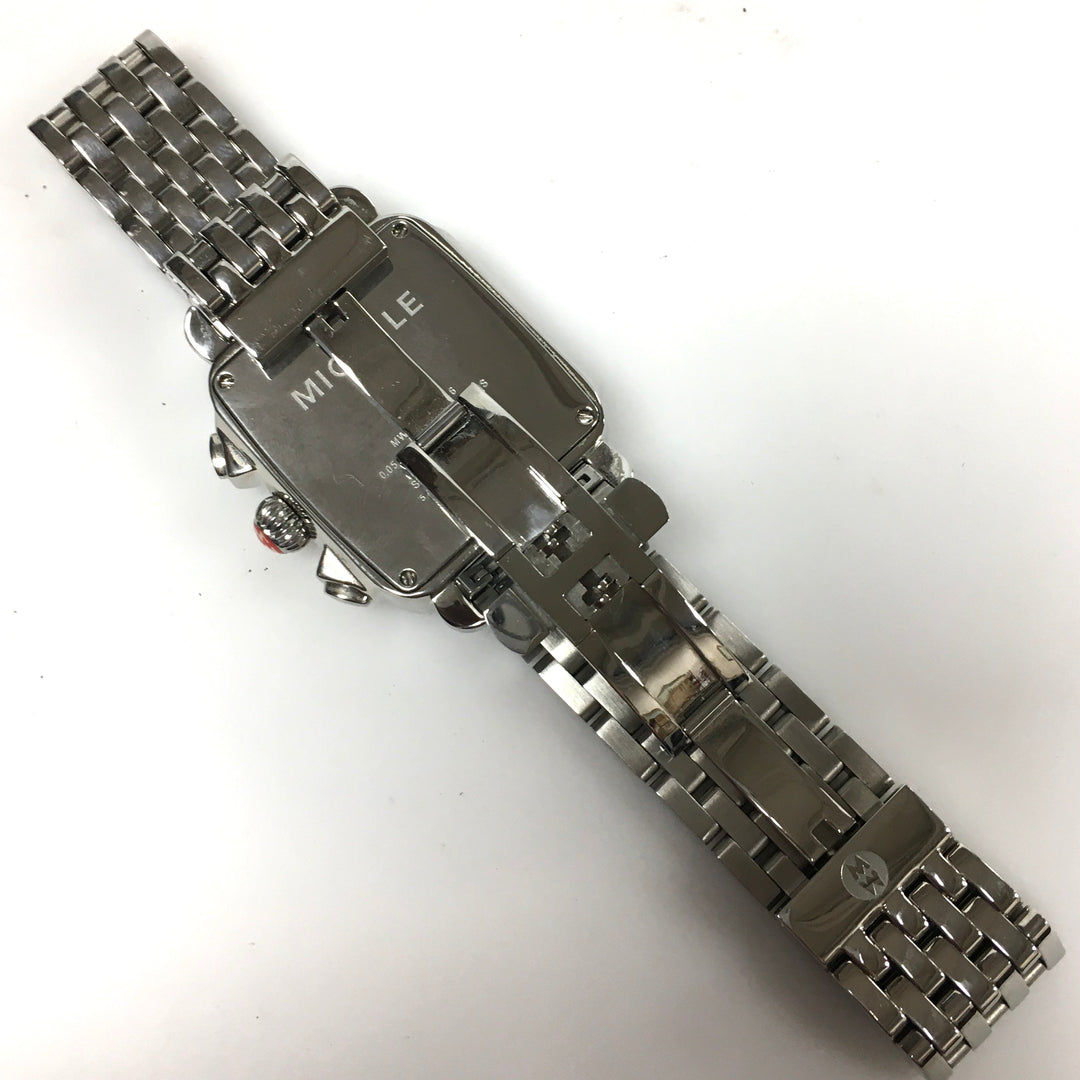 v319 Vintage Michele Deco Diamonds 0.05ct tw Chronograph Stainless Wrist Watch