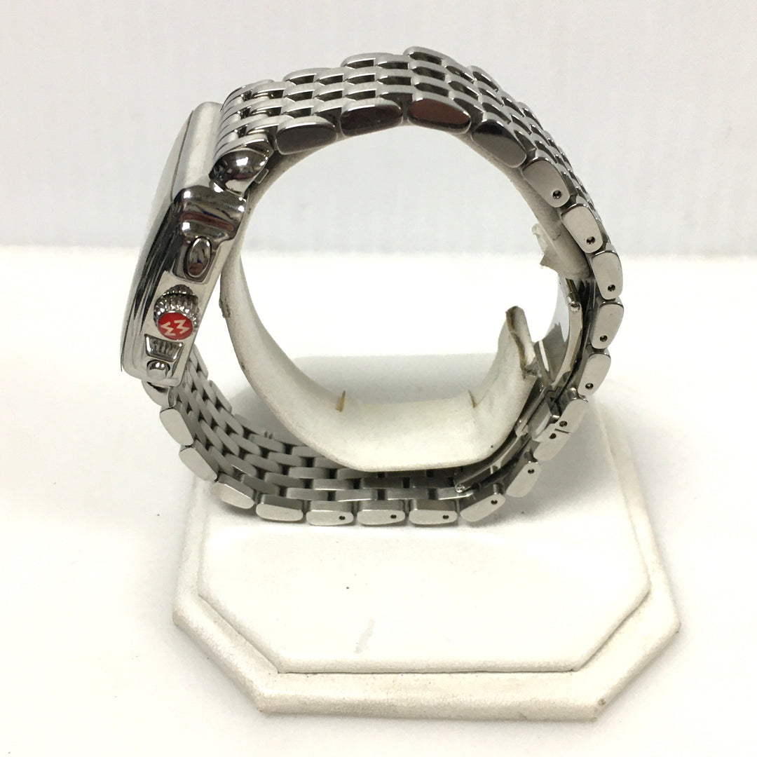 v319 Vintage Michele Deco Diamonds 0.05ct tw Chronograph Stainless Wrist Watch