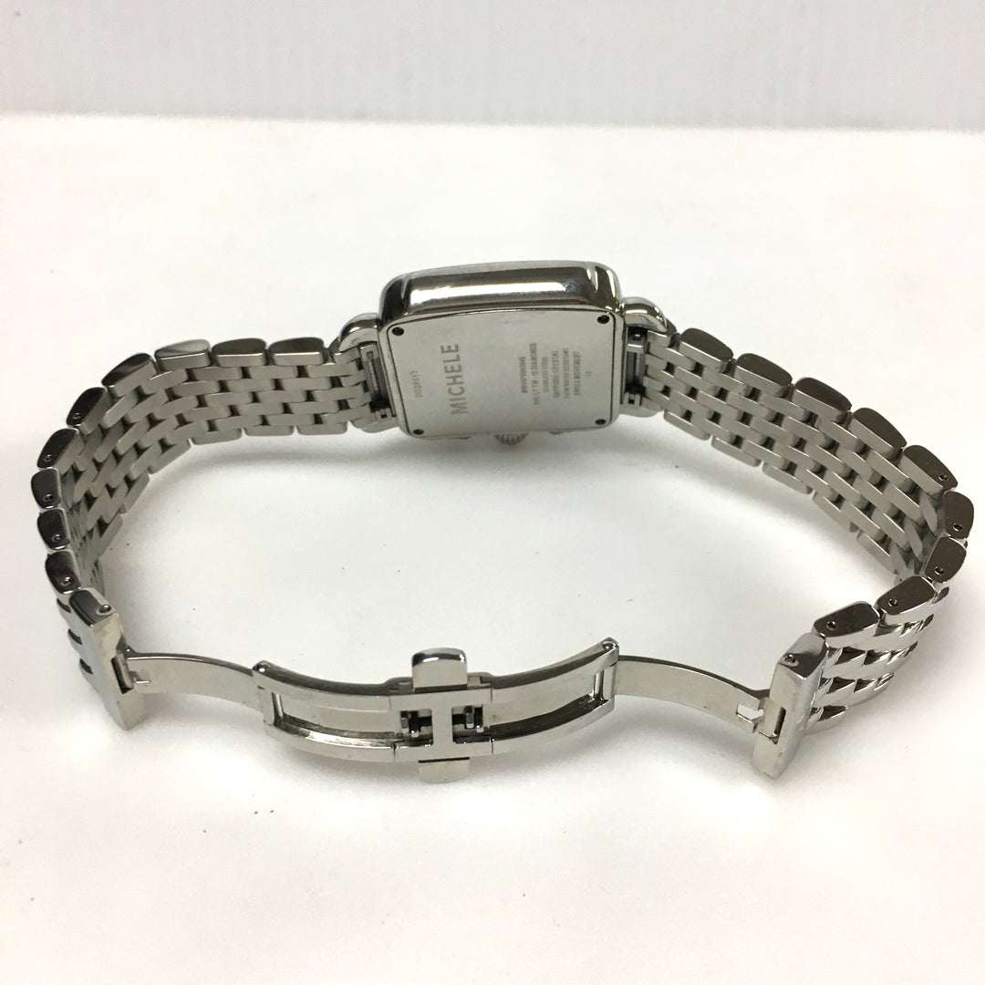 v319 Vintage Michele Deco Diamonds 0.05ct tw Chronograph Stainless Wrist Watch