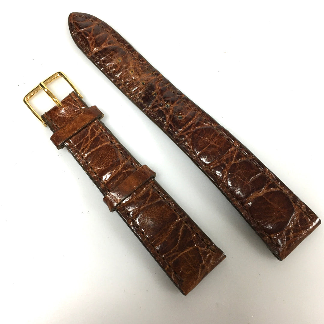 v321 Vintage Cyma Genuine Crocodile Leather Two-Piece 18mm Watch Band