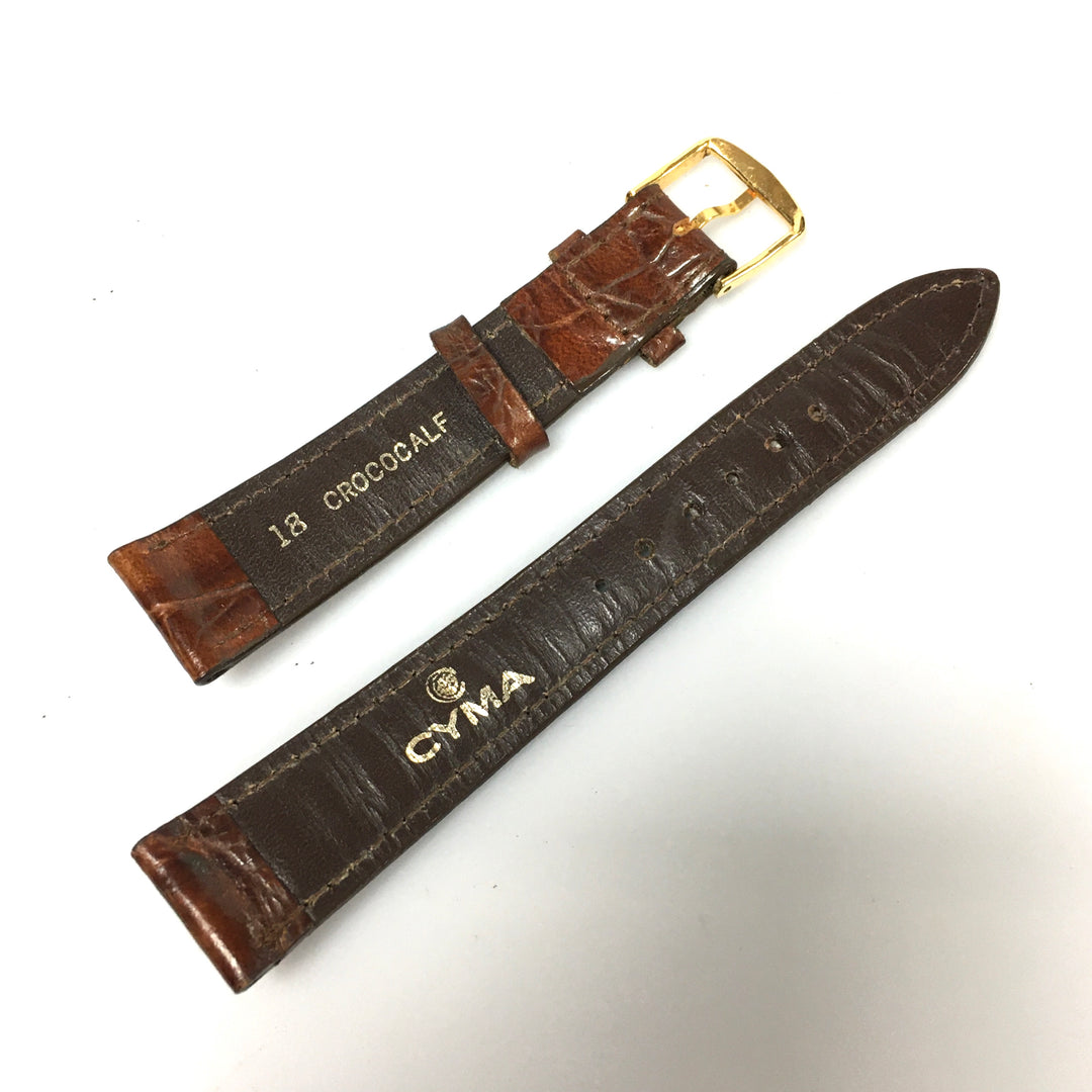 v321 Vintage Cyma Genuine Crocodile Leather Two-Piece 18mm Watch Band