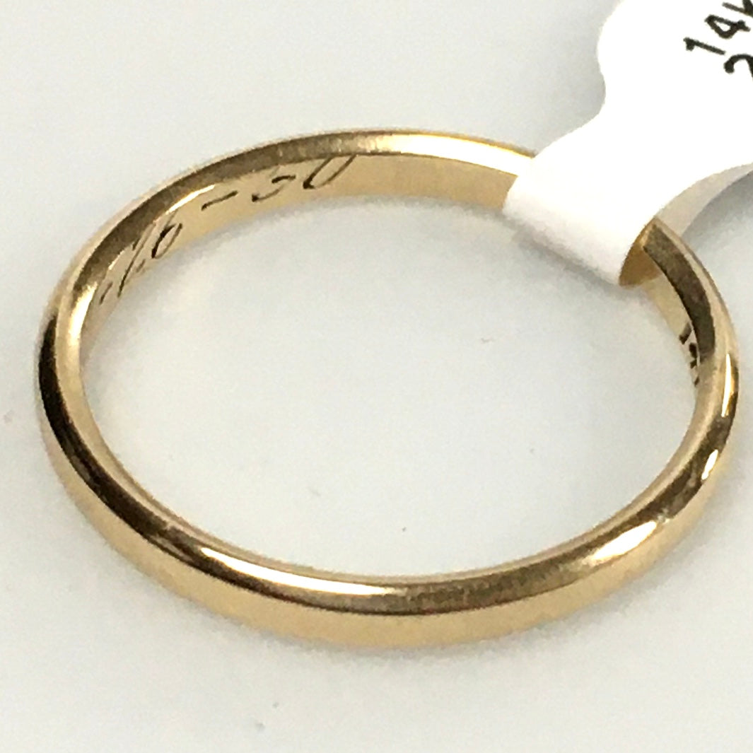 v325 Vintage 14K Yellow Gold 2.6mm Unisex Wedding Band Ring Size 10