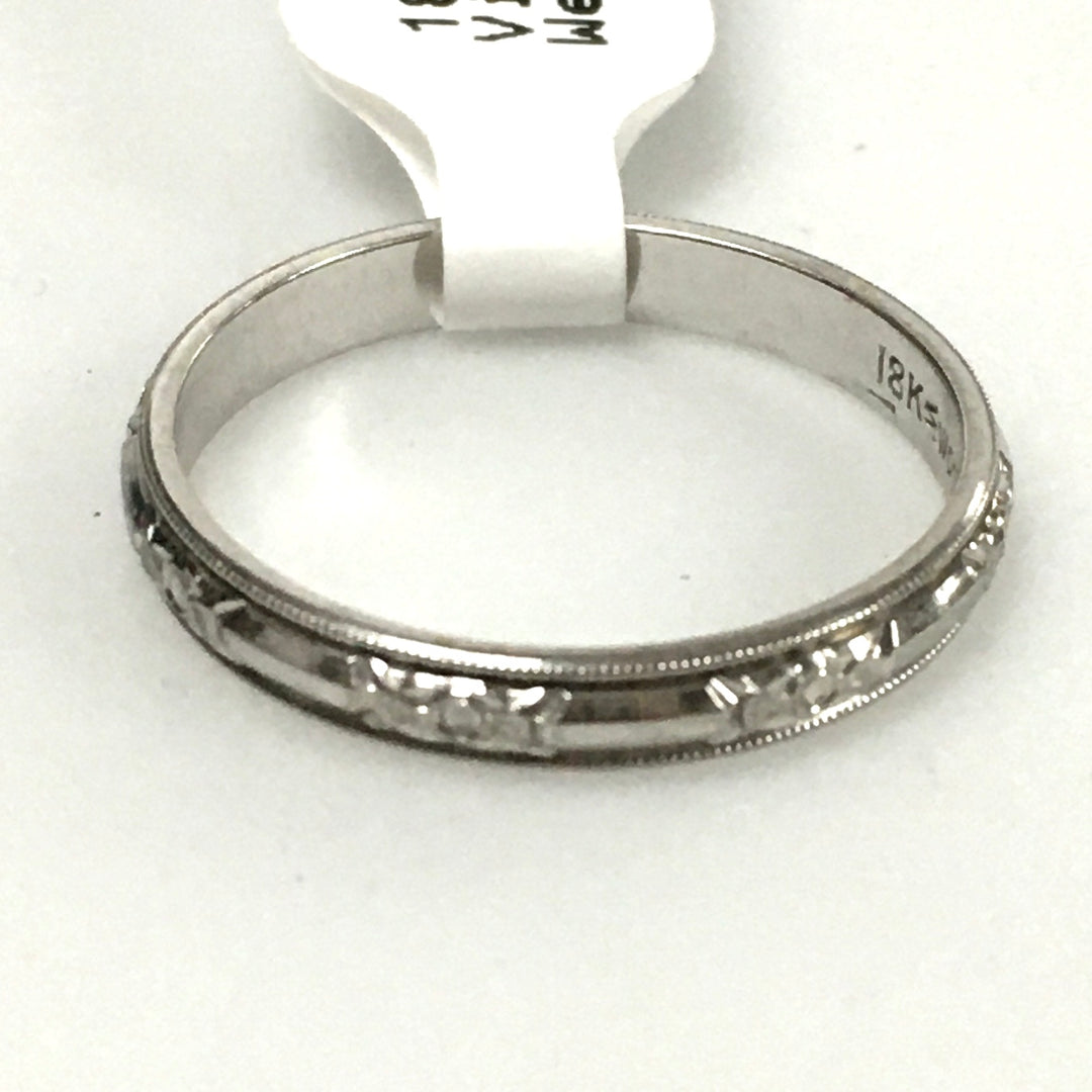 v326 Vintage 18K White Gold 3mm Unisex Wedding Band Ring Size 10