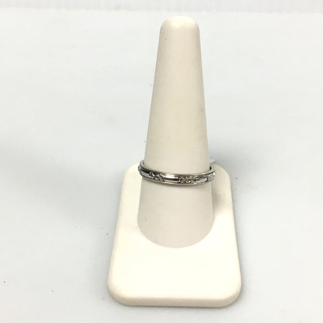 v326 Vintage 18K White Gold 3mm Unisex Wedding Band Ring Size 10