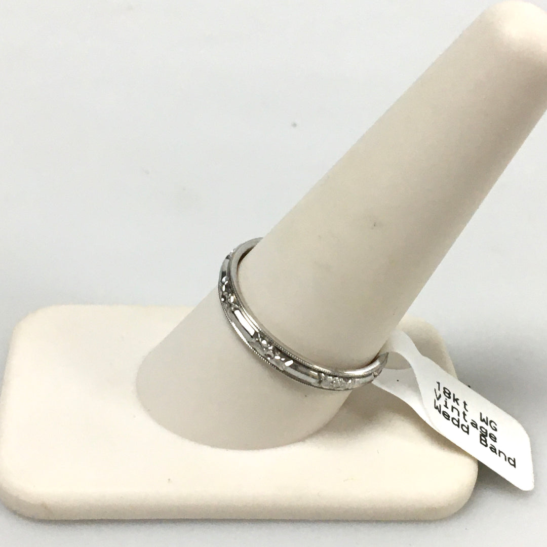 v326 Vintage 18K White Gold 3mm Unisex Wedding Band Ring Size 10