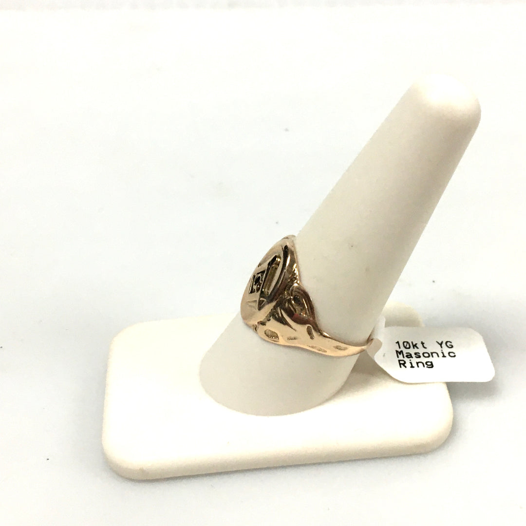 v327 Vintage 10K Yellow Gold Unisex Masonic Band Ring Size 9.25