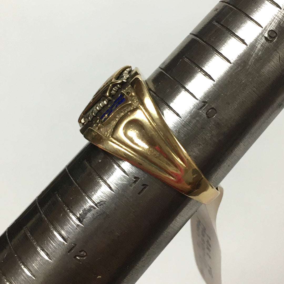 v328 Vintage 14K Yellow Gold Masonic Band Ring Size 10.5