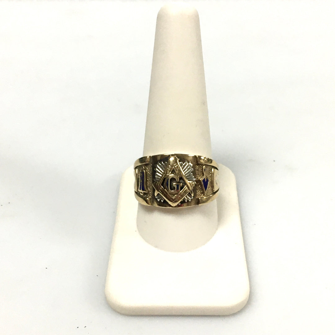 v328 Vintage 14K Yellow Gold Masonic Band Ring Size 10.5