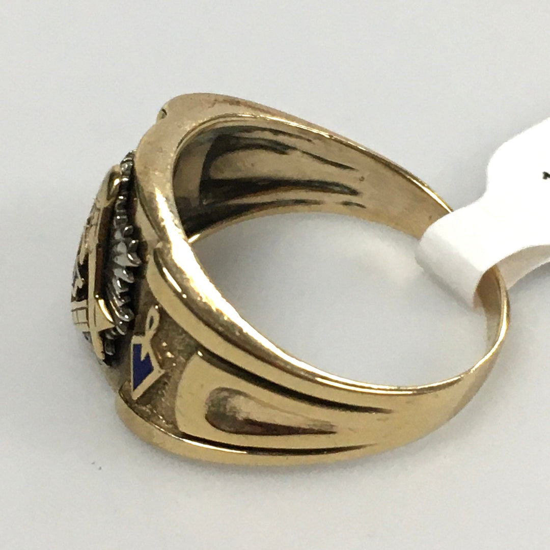 v328 Vintage 14K Yellow Gold Masonic Band Ring Size 10.5