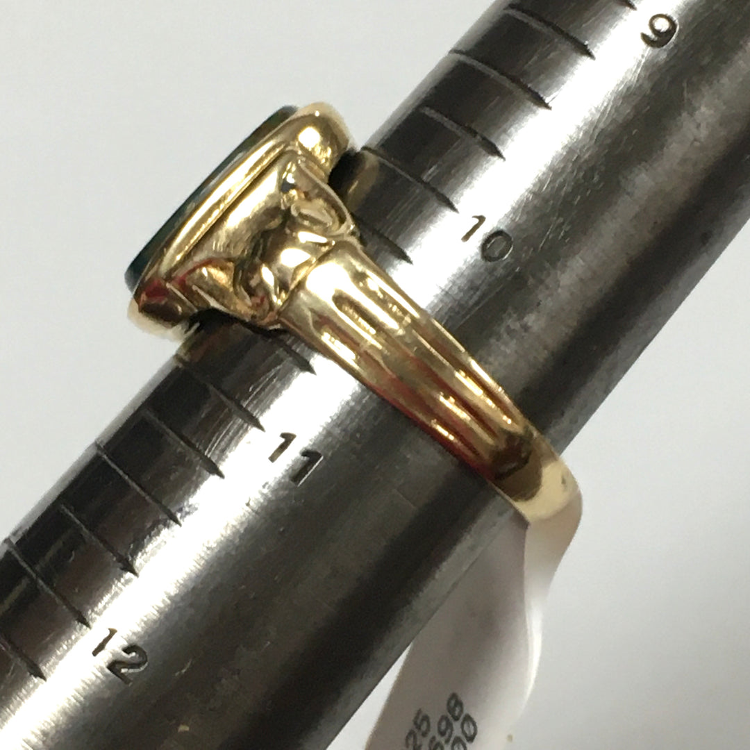 v330 Vintage 10K Yellow Gold Bloodstone Band Ring Size 10.5