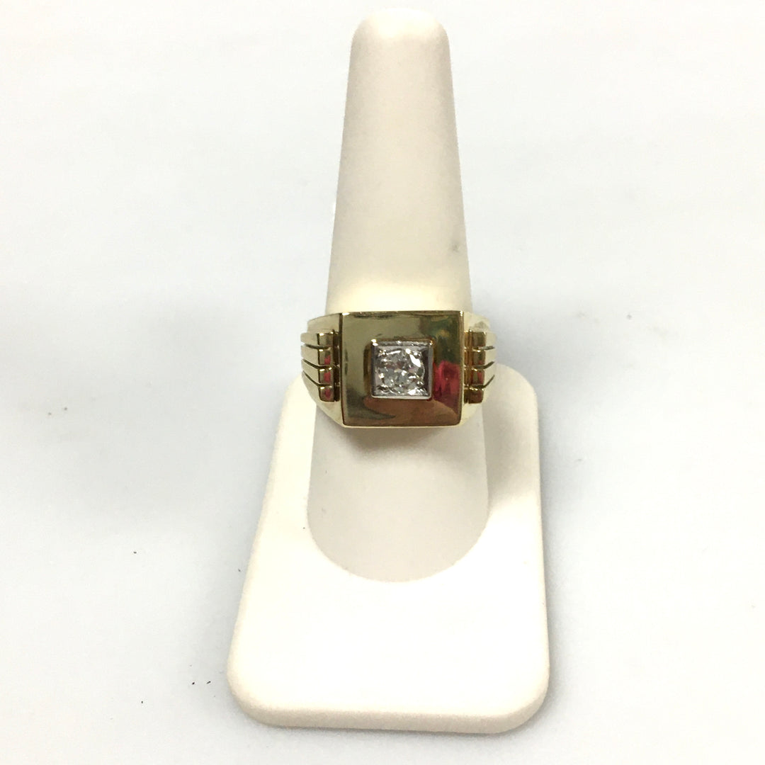 v335 Vintage 14K Yellow Gold 0.37cts Diamond Band Ring Size 9