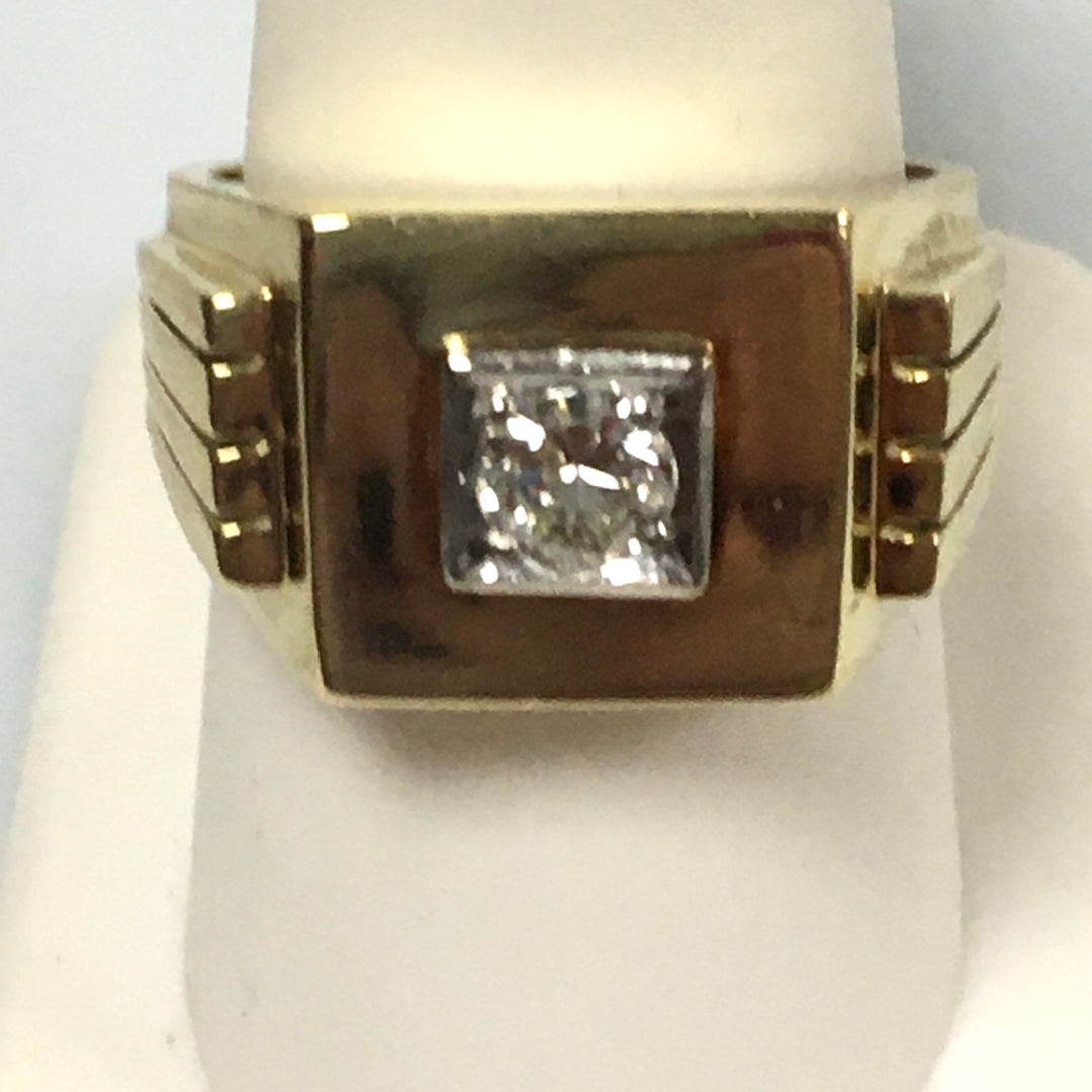 v335 Vintage 14K Yellow Gold 0.37cts Diamond Band Ring Size 9