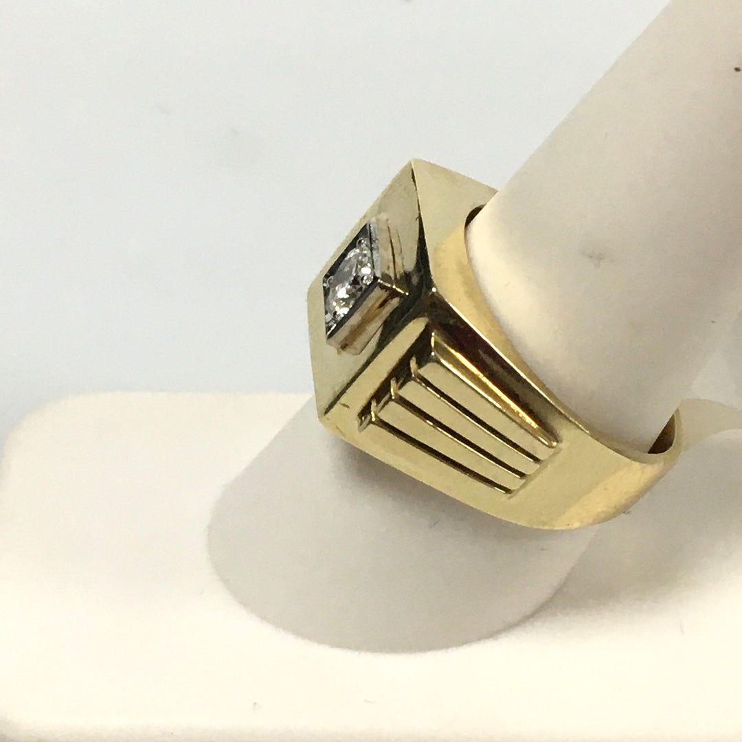 v335 Vintage 14K Yellow Gold 0.37cts Diamond Band Ring Size 9