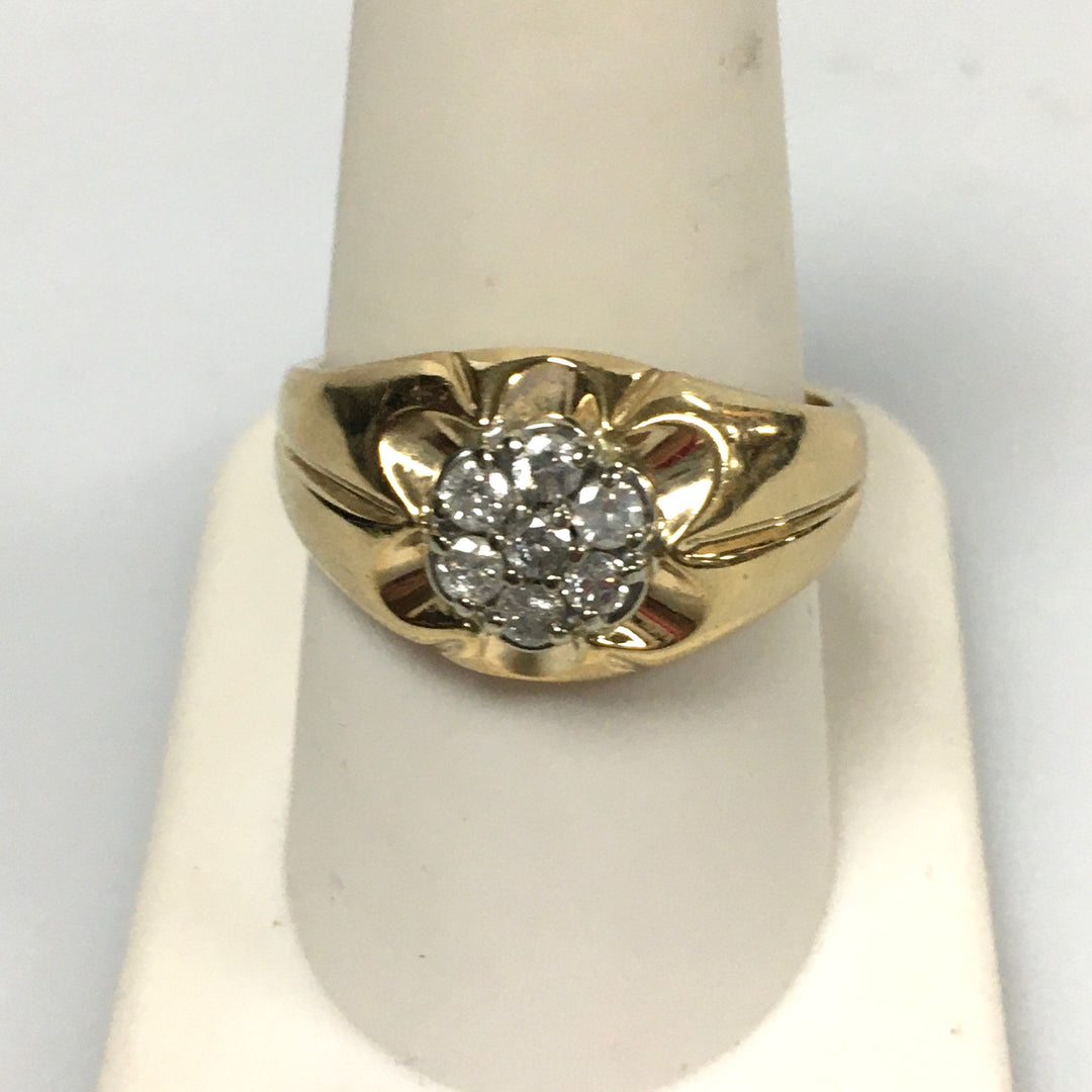 v336 Vintage 14K Yellow Gold 0.17cts Diamond Band Ring Size 9.5