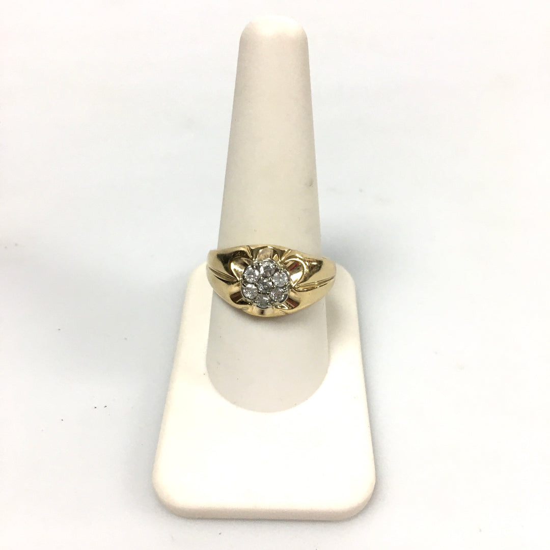 v336 Vintage 14K Yellow Gold 0.17cts Diamond Band Ring Size 9.5