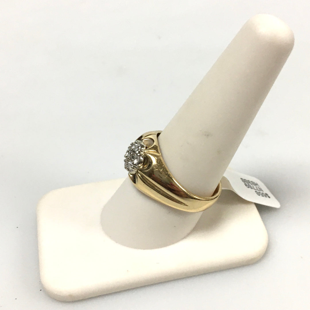 v336 Vintage 14K Yellow Gold 0.17cts Diamond Band Ring Size 9.5