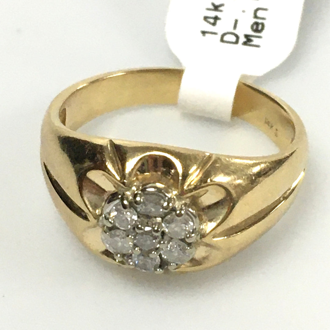 v336 Vintage 14K Yellow Gold 0.17cts Diamond Band Ring Size 9.5