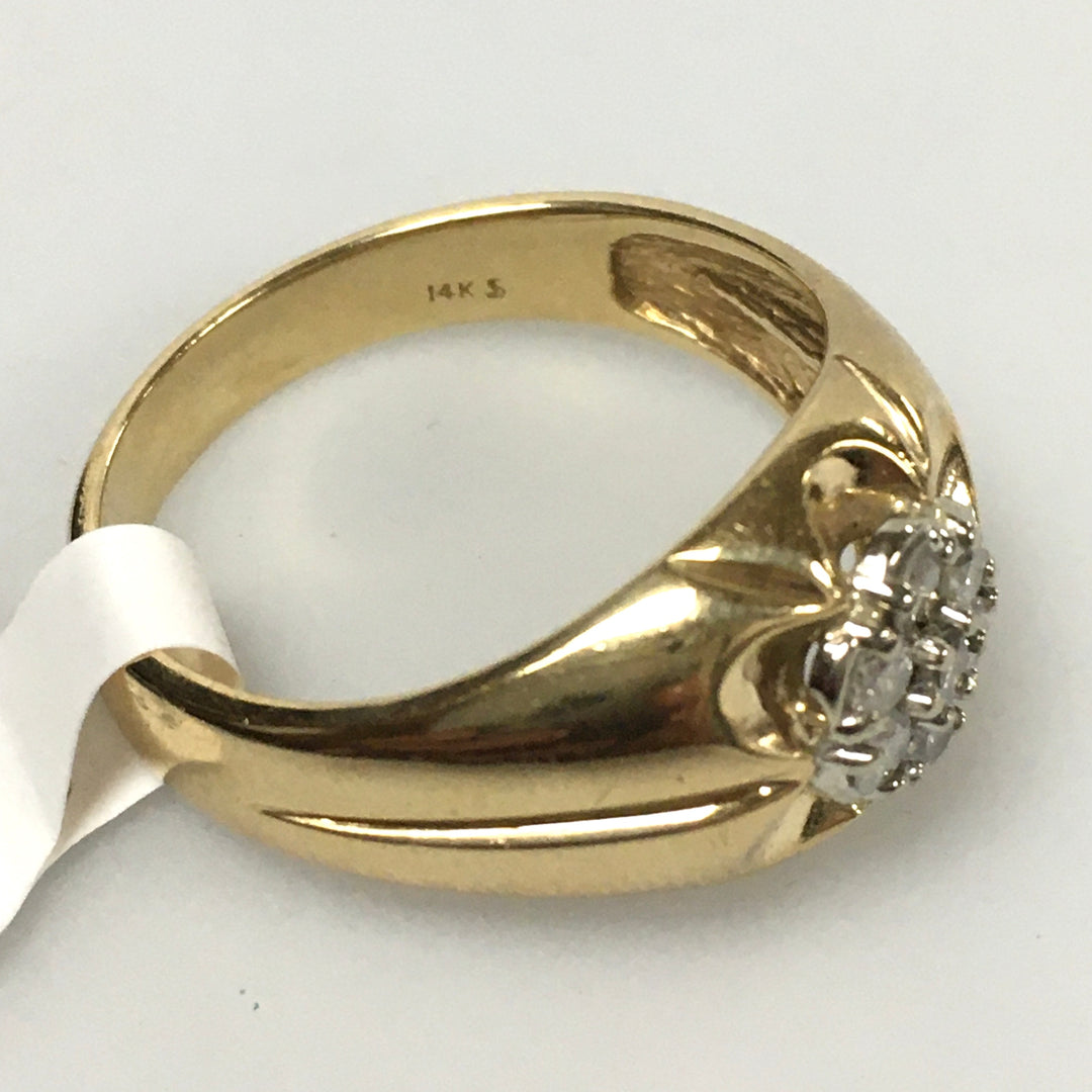v336 Vintage 14K Yellow Gold 0.17cts Diamond Band Ring Size 9.5