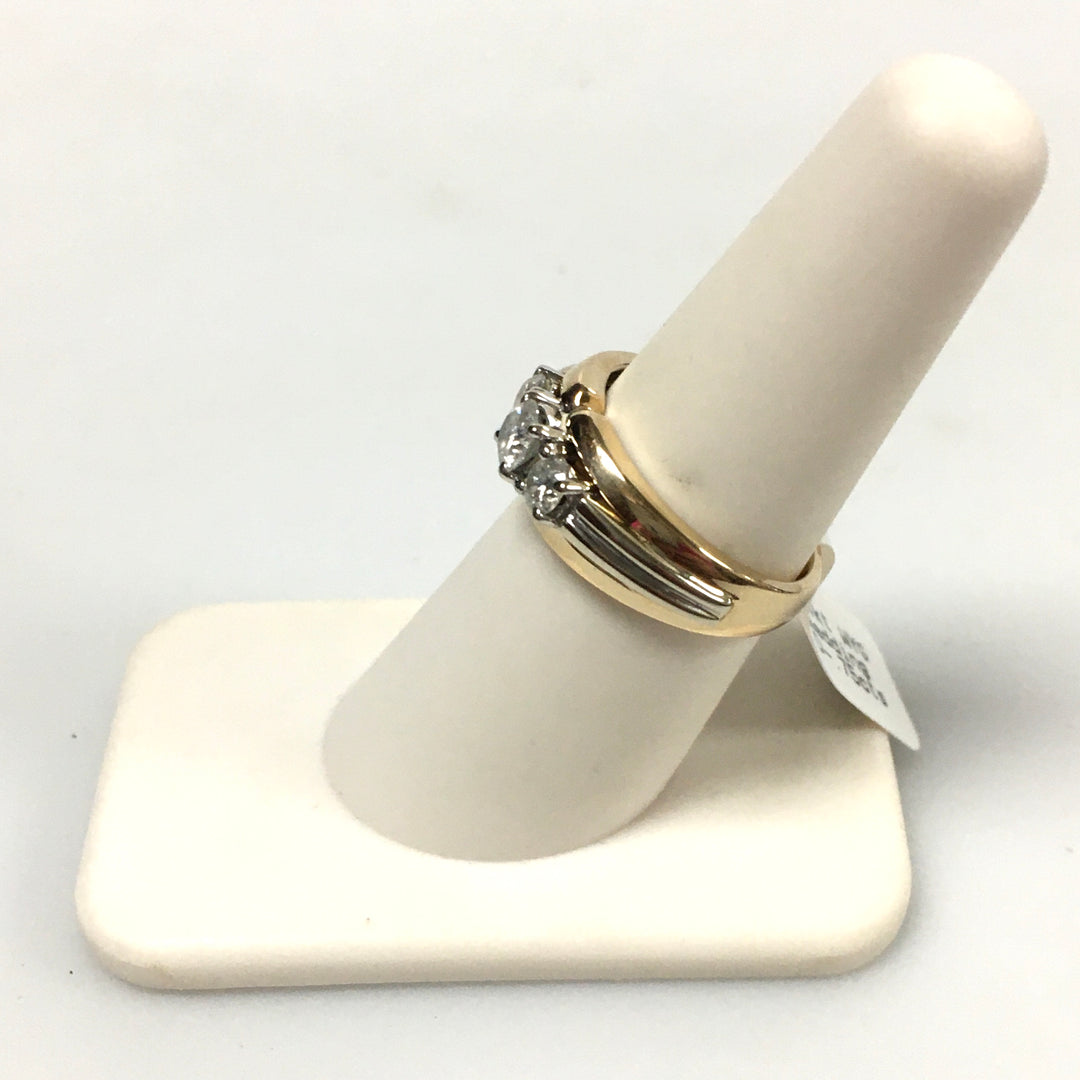 v339 Vintage 14K White & Yellow Gold 0.75cts Diamond Wedding Band Ring Size 6.5