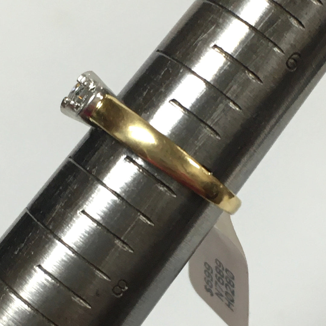 v340 Vintage 18K Yellow Gold Platinum 0.85cts Diamond Wedding Band Ring Size 7