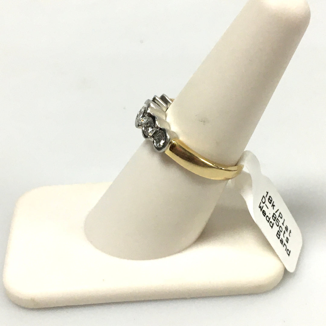 v340 Vintage 18K Yellow Gold Platinum 0.85cts Diamond Wedding Band Ring Size 7