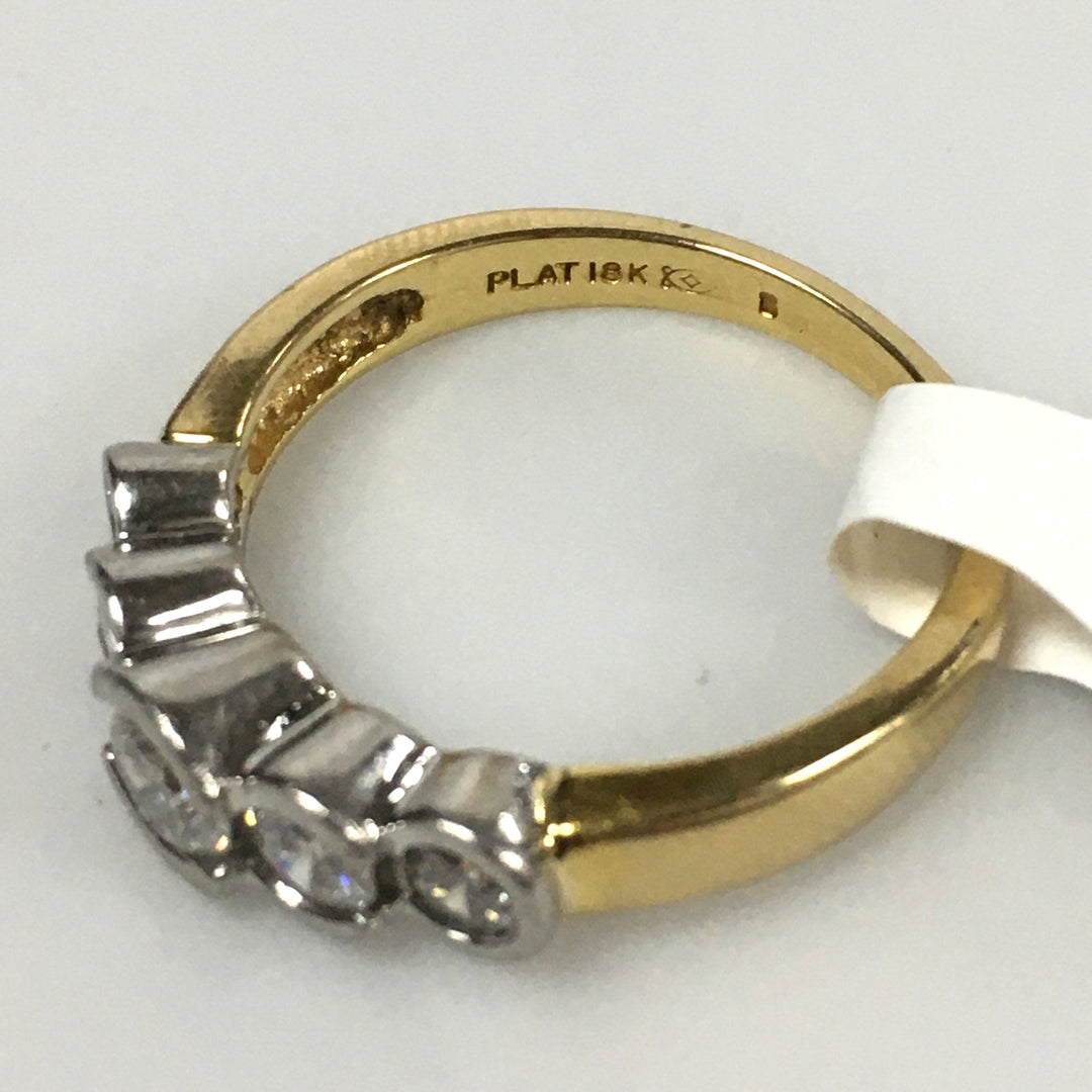 v340 Vintage 18K Yellow Gold Platinum 0.85cts Diamond Wedding Band Ring Size 7