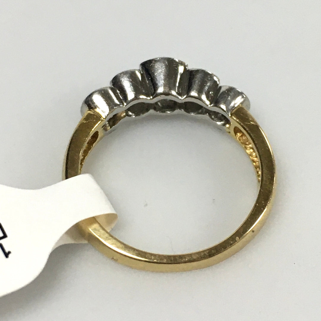 v340 Vintage 18K Yellow Gold Platinum 0.85cts Diamond Wedding Band Ring Size 7