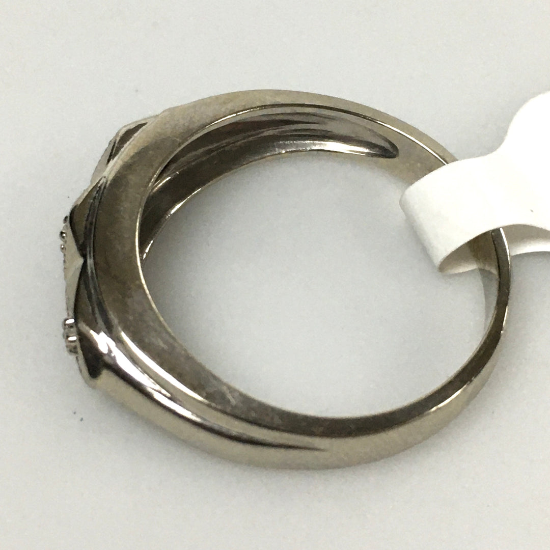 v341 Vintage 14K White Gold Diamond Wedding Band Ring Size 9.75