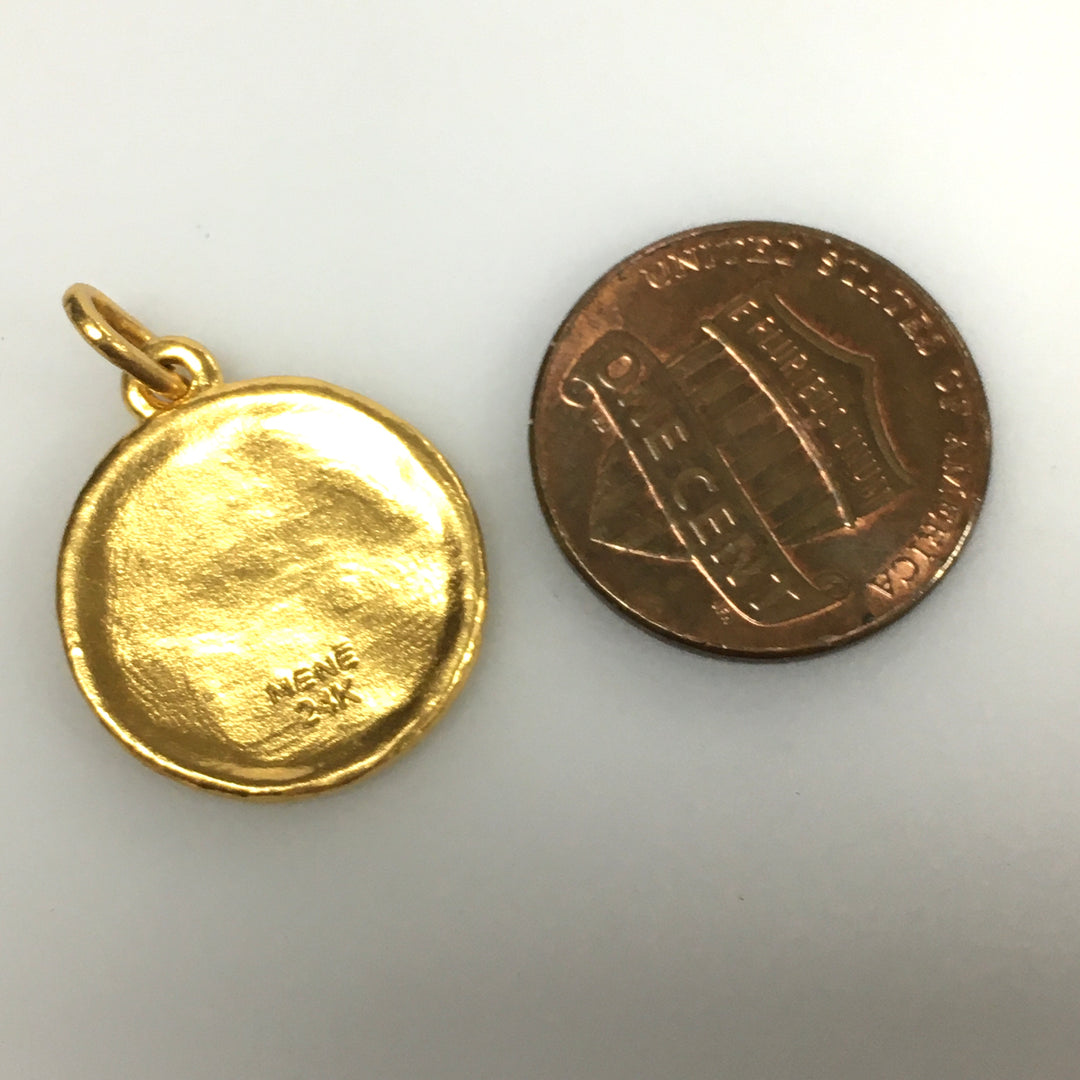 v343 Vintage 24K Yellow Gold Religious Charm Pendant Saint Christopher