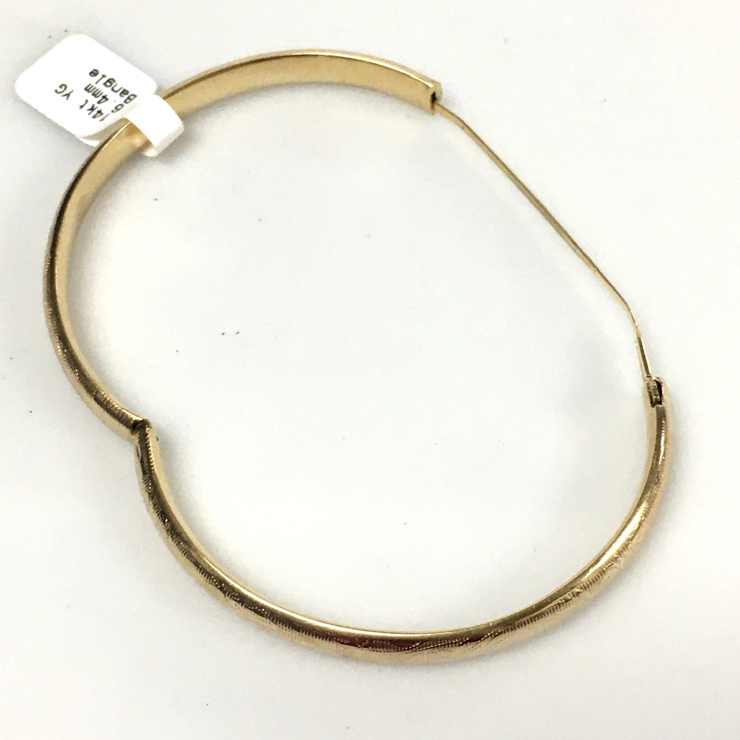 v346 Vintage 14k Yellow Gold 6.4mm Floral Bangle Bracelet