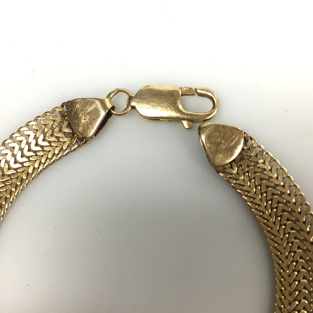 v347 Vintage 14k Yellow Gold 9mm Mesh Chain Bracelet 7.75" Long