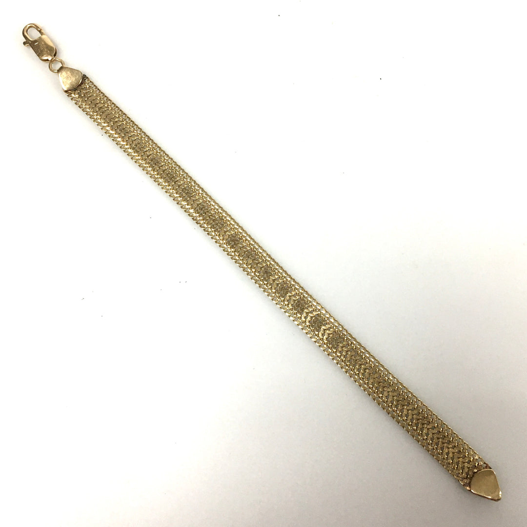 v347 Vintage 14k Yellow Gold 9mm Mesh Chain Bracelet 7.75" Long