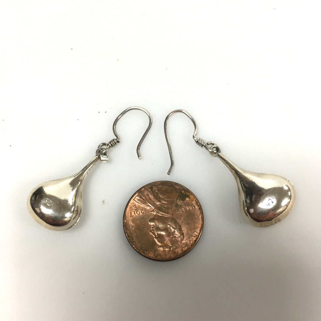 v352 Vintage Sterling Silver 925 Teardrop Pierced Dangling Earrings