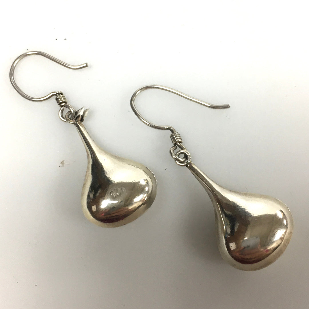 v352 Vintage Sterling Silver 925 Teardrop Pierced Dangling Earrings