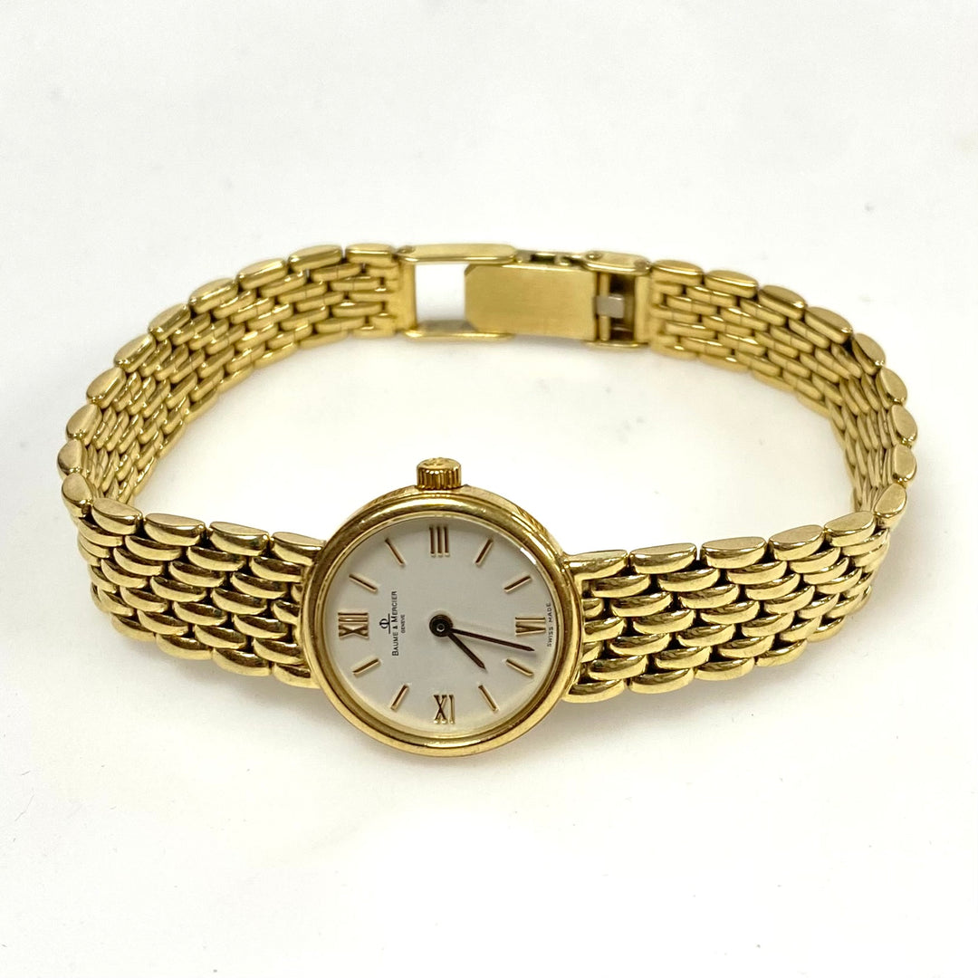 v353 Vintage Baume & Mercier 14K Yellow Gold Swiss Quartz 7665 Ladie's Wrist Watch